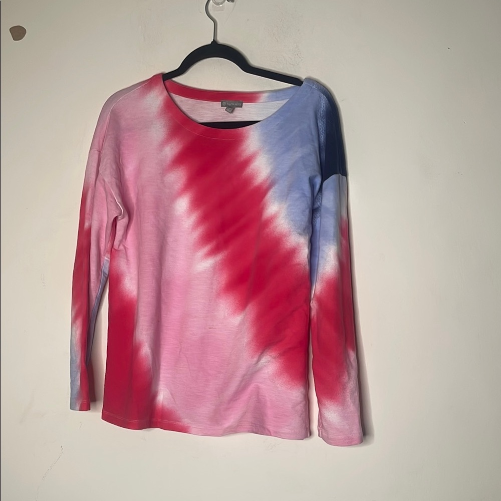 Talbots Tie-Dye Long Sleeve Top - Red, Pink, Blue